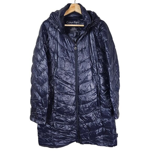 Calvin Klein Navy Quilted Puffer Medium Jacket Packable with bag. - Picture 1 of 16